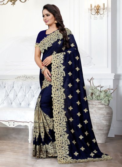 Zari Silk Designer Saree in Navy Blue