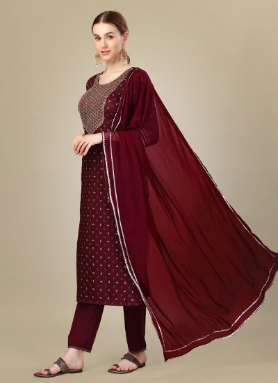 Aesthetic Maroon Silk Blend Salwar Suit