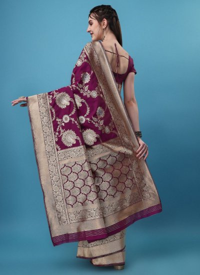 Banarasi Jacquard Purple Classic Designer Saree