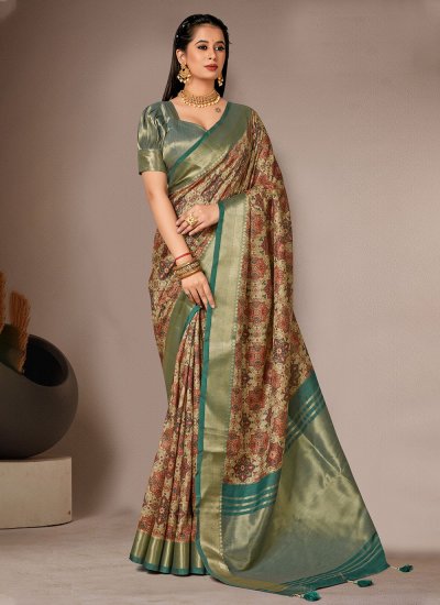 Bhagalpuri Silk Digital Print Multi Colour Trendy Saree
