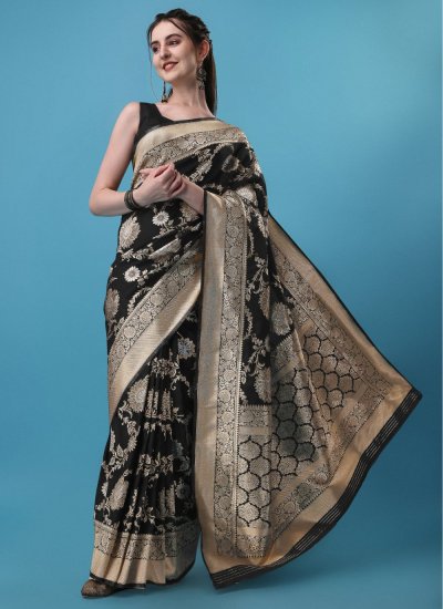Black Banarasi Jacquard Designer Traditional Saree