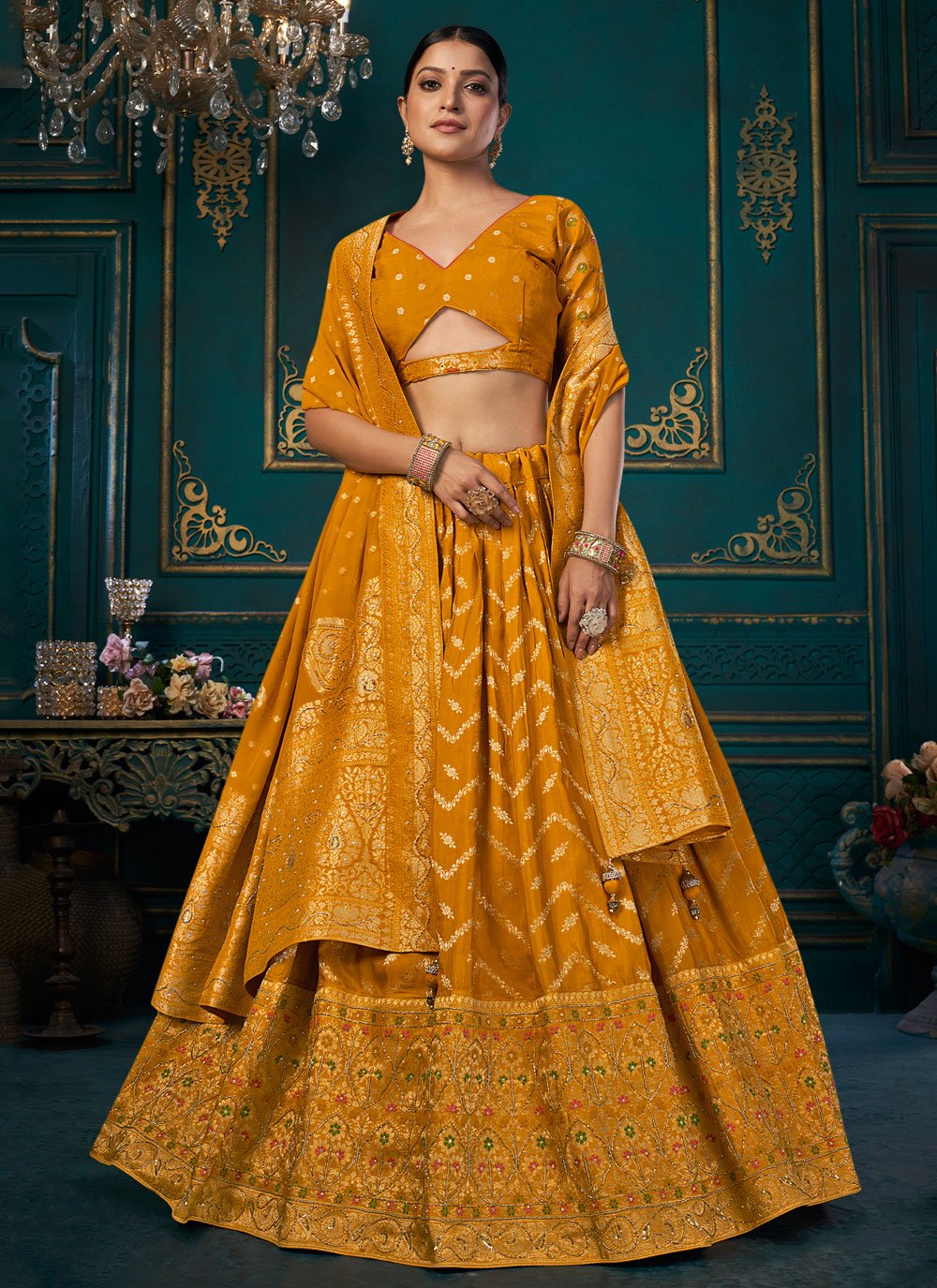 Buy Attractive Yellow Patola Print Silk Wedding Wear Lehenga Choli - Zeel  Clothing