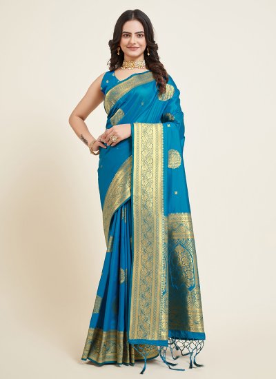 Blue Weaving Designer Traditional Saree