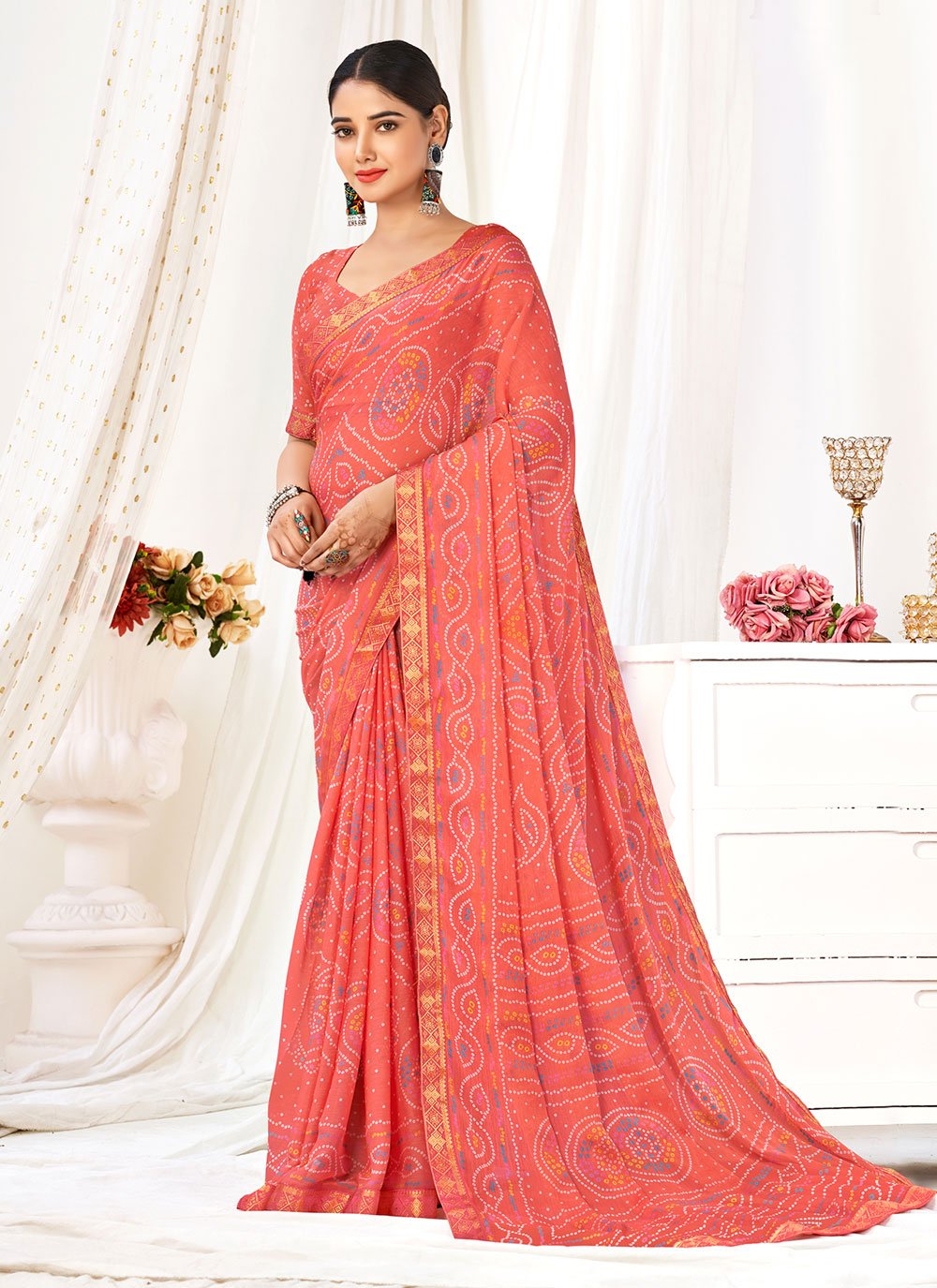 Buy Grivacreation Solid/Plain Bollywood Chiffon Cream Sarees Online @ Best  Price In India | Flipkart.com