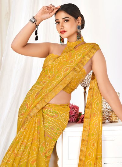 Dazzling Yellow Party Classic Saree