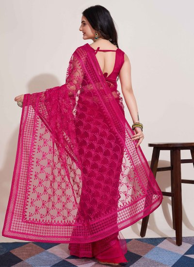 Dignified Rani Embroidered Net Saree