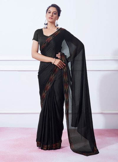 Divine Silk Swarovski Black Trendy Saree