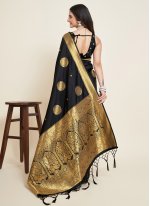 Energetic Silk Black Designer Traditional Saree