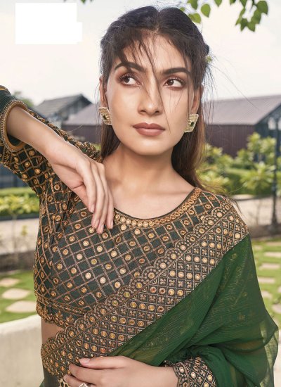 Engrossing Green Saree