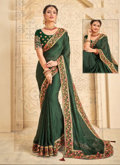 Exceeding Embroidered Satin Silk Classic Saree
