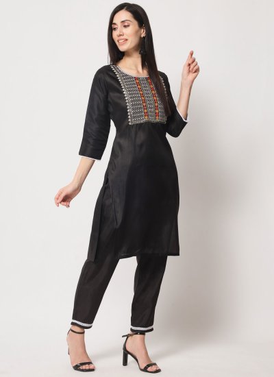 Exotic Embroidered Silk Black Designer Salwar Suit