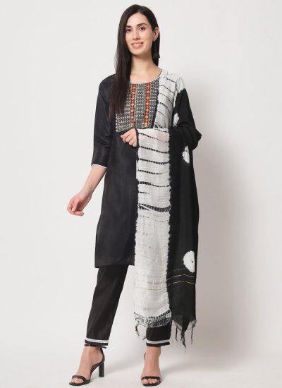 Exotic Embroidered Silk Black Designer Salwar Suit