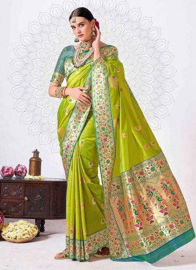 Extraordinary Silk Green Classic Designer Saree