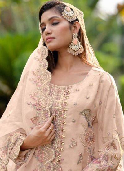 Fab Organza Cream Trendy Pakistani Salwar Suit