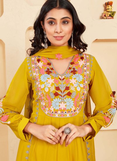 Flattering Yellow Readymade Salwar Kameez