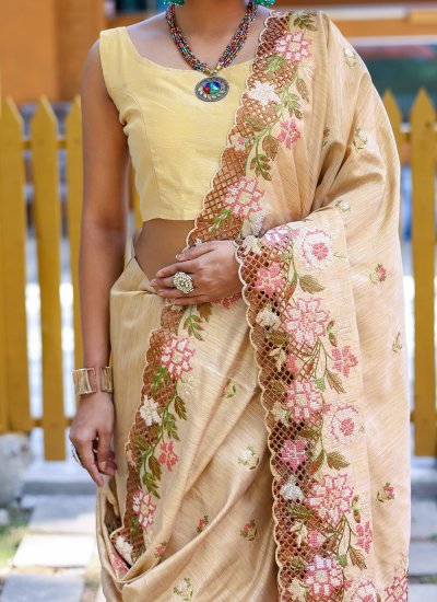 Girlish Cream Traditional Designer Saree