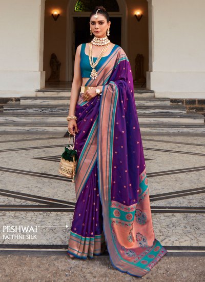 Purple Saree: Buy Latest Indian Designer Purple Saree Online - Utsav Fashion