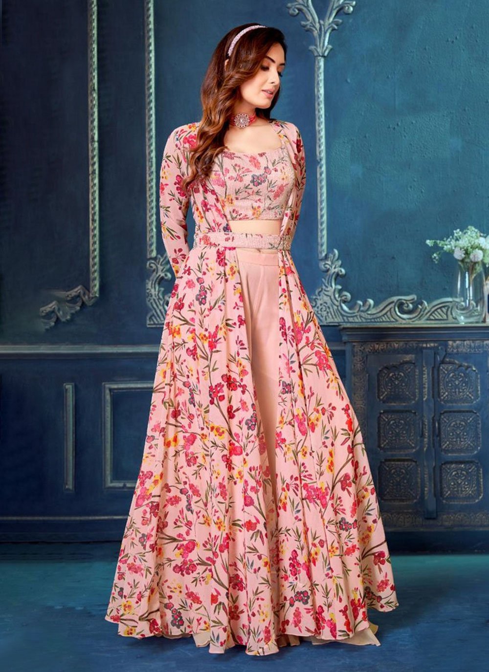 Gorgonize Floral Print Georgette Readymade Salwar Suit