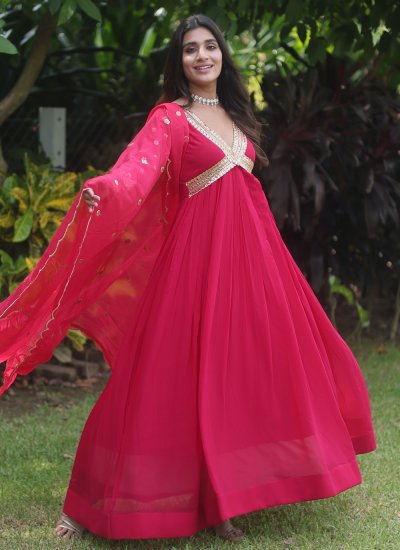 Grandiose Faux Georgette Rani Zari Readymade Gown