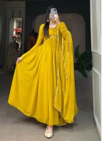 Gratifying Mustard Trendy Gown