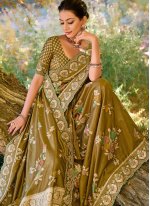 Green Banarasi Silk Moti Classic Saree