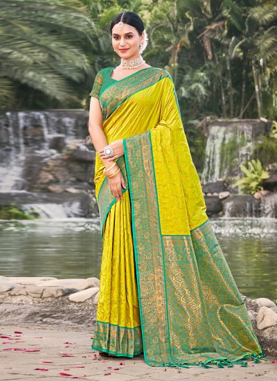 Green Banarasi Silk Weaving Classic Designer Saree