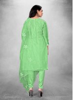 Green Ceremonial Organza Churidar Designer Suit