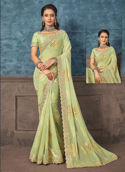 Green Georgette Party Saree