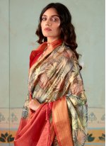 Handloom silk Designer Saree in Multi Colour