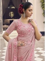 Haute Pink Georgette Designer Traditional Saree