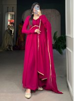 Hot Pink Ceremonial Georgette Readymade Gown