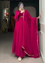 Hot Pink Ceremonial Georgette Readymade Gown
