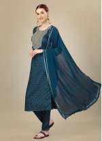 Ideal Teal Sequins Silk Blend Readymade Salwar Suit