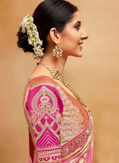 Immaculate Weaving Organza Pink Trendy Saree