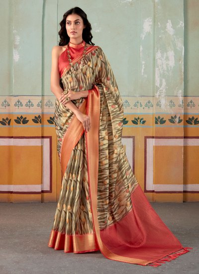 Innovative Handloom silk Floral Print Classic Saree