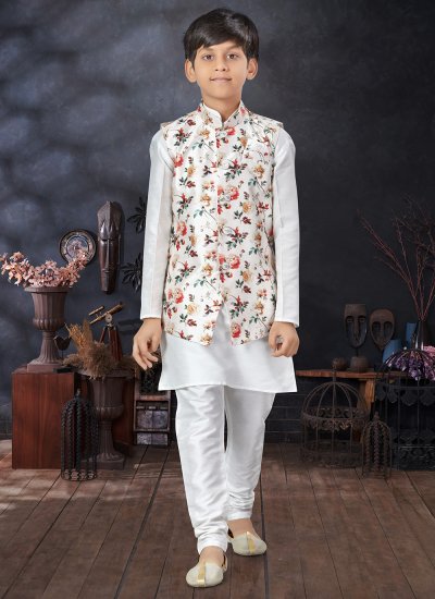 Multi Colour and Off White Party Kurta Payjama With Jacket