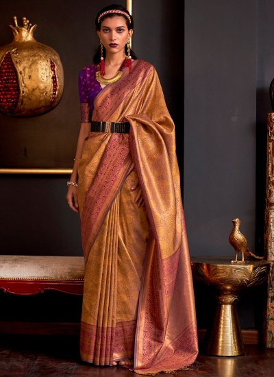 Mustard Festival Handloom silk Silk Saree