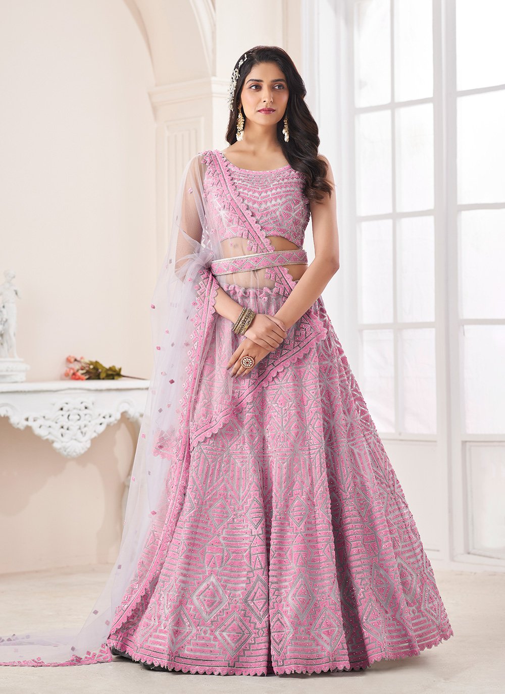 Fine Net A Line Lehenga Choli 