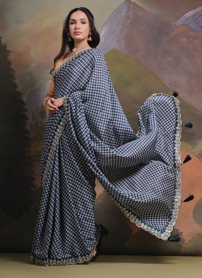 Orphic Grey Printed Trendy Saree