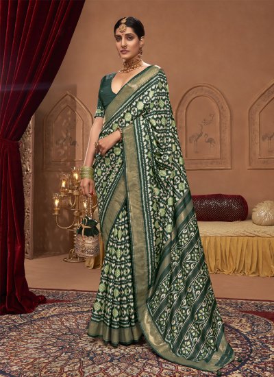 Orphic Tussar Silk Green Trendy Saree