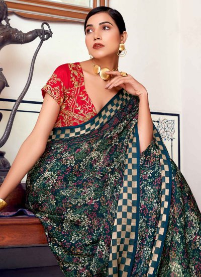 Outstanding Foil Print Printed Saree