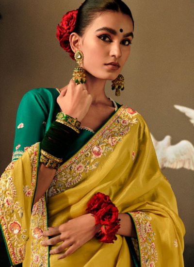 Picturesque Silk Embroidered Contemporary Style Saree