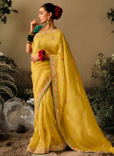 Picturesque Silk Embroidered Contemporary Style Saree