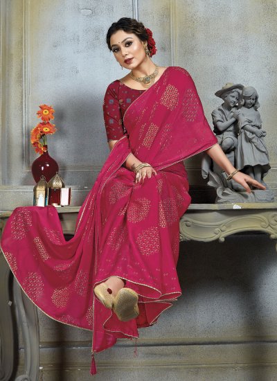 Pink Embroidered Festival Classic Saree