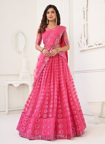 Buy Sensational Pink Colored Bridal wear Embroidered Art Silk Lehenga Choli  from Designer Lehenga choli – Designer Lehenga Choli