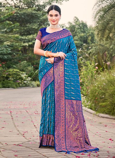 Praiseworthy Banarasi Silk Blue Classic Designer Saree