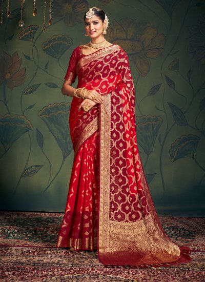 Pure Georgette Trendy Saree in Red