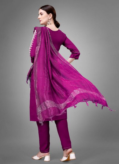 Purple Cotton Casual Trendy Salwar Kameez