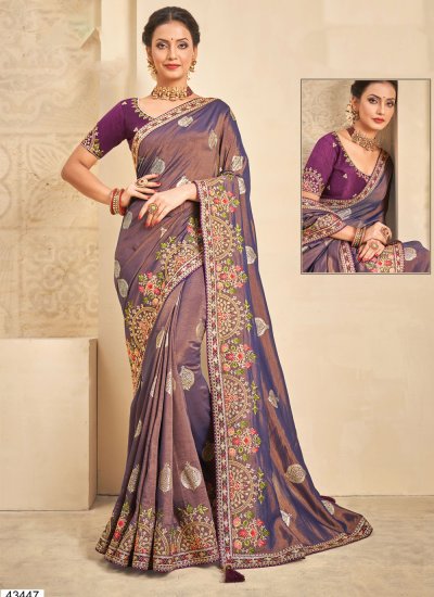 Purple Khadi Silk Wedding Trendy Saree