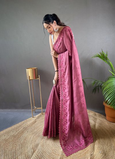 Purple Silk Engagement Traditional Saree
